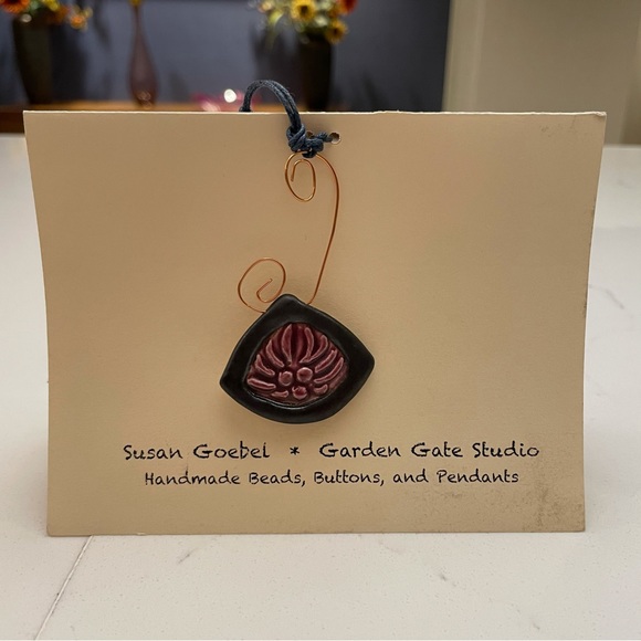 Sign Cancer Zodiac Pendant Astrology Necklace Purple Ceramic Artisan Made - Picture 6 of 16